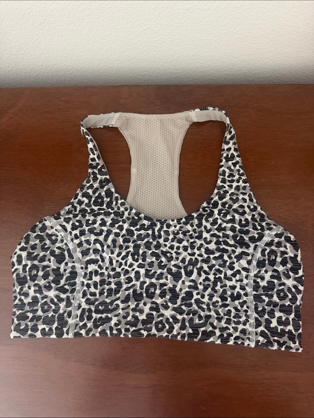 Leopard Print Outdoor Voices Racerback Sports Bra - Black & White